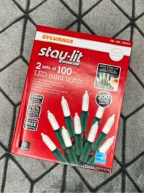 Sylvania Stay-Lit Platinum 100 LED Mini Lights Pure White 2 Sets